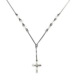 Jewelry Shop M Solovan Element Swallow Cross x Black Elegant Chain Y-Shaped Necklace n0052