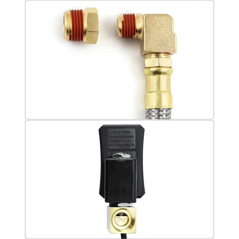 QWORK Automatic Timed Condensate Drain Valve with Steel Hose 1/4