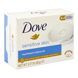 Dove Sensitive Skin Beauty Bar Soap 90g x 6 | Hypoallergenic Moisturising Cleansing Bars | Gentle Face, Hands & Body Soap for Sensitive Skin