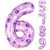 40 Inch Pink Dog Paw Balloons, Numeral 6 Birthday Balloons