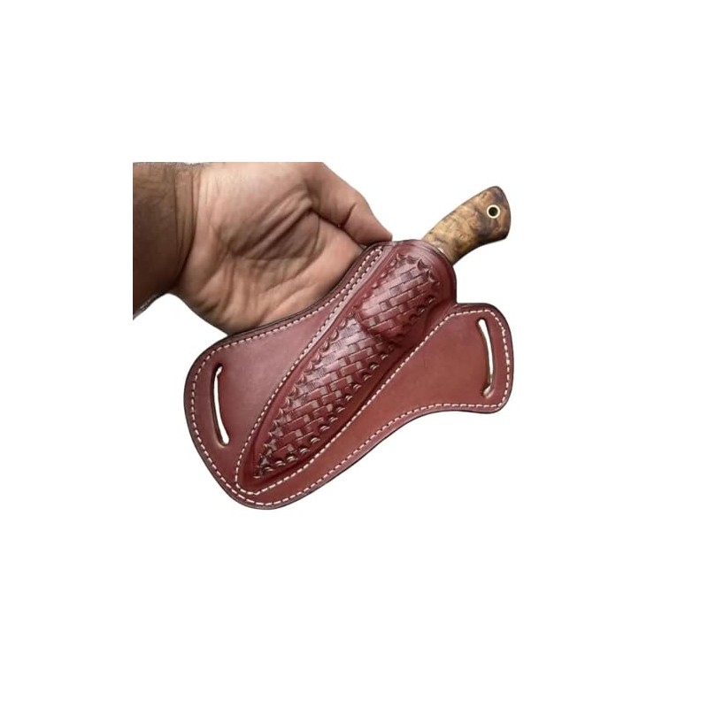 Handmade Leather Fixed Blade Knife Sheath for Belt, 5 inch