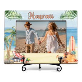 HJLLOQR Hawaii Travel Picture Frame, Beach Theme Frame 4x6In, Hawaii Family Vacation Picture Frame, Wooden Photo Frame Gifts for Couples, Couple Picture Frames -B04