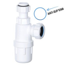 Universal Telescopic Adjustable Bottle Trap with Anti-Slip Ring - 32mm (1.1/4') BS EN2574-1 Compliant Sink Waste Kit and Urinal Bottle Sink Trap