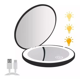 Unbranded ๊Folding Travel Round Mirror LED Light Beauty Makeup Mirror 1X/10X Magnification