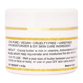 Bless-Organic-Raw-Cocoa-Butter-100%-Pure-Natural-Unrefined 4-OZ/115-GM | Ivory/White-Grade-A-Skin-Moisturizer-For-Face-Body-&-Hair DIY-Creams-Balms-Lotions-Soaps Softens-Dry-&-Tough-Skin