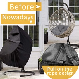 Reofrey Cover for Hanging Chair with Zip, Outdoor Garden Patio Hanging Chair Protective Cover for Floating Chair, Waterproof, Anti-UV Hanging Chair, Swing Chair Cover