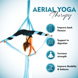 Aerial Silks Kit - 2 Daisy Chains, 2 Stainless Steel Carabiners, 8 Expansion Screws For Concrete Structure, 2 Ceiling Brackets For Aerial Arts & Soft (Aerial silk - Blue New)