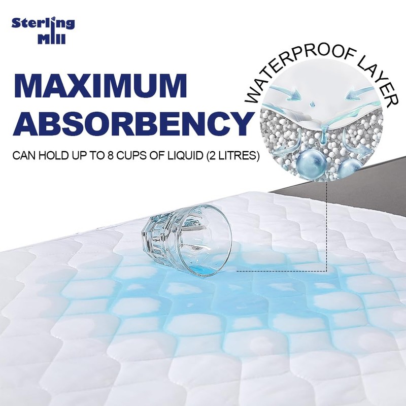 Sterling Mill Premium Quality Extra Deep 17” Waterproof Quilted Fitted