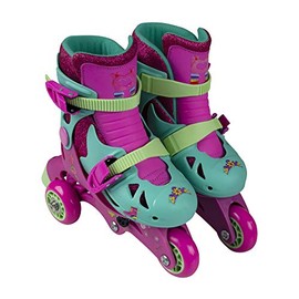 PlayWheels Trolls Glitter Convertible 2-in-1 Skates – Junior Size 6-9, Switch Between Tri-Wheel and Inline for Versatile Skating Fun, Adjustable Fit with Secure Straps and Comfortable Padding