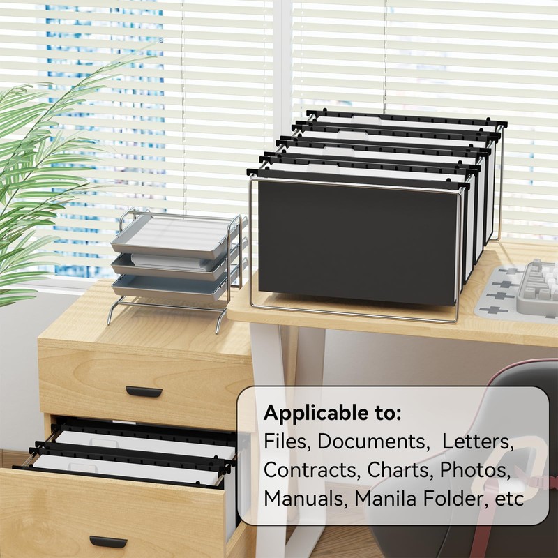 ANSOOK Plastic Legal Size Hanging File Folders,12 Pack Reinforced Black