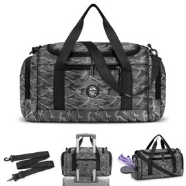 Dakuly Maleta Deportiva,Mochila Gym para Hombre y Mujer con Compartimento para Zapatos,Bolso de Viaje con Bosillo Impermeable,Gran Capacidad,para Natación,Gimnasio,Yoga,Viajes(Gris)