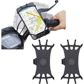 Lumbor37 2 Unidades Soporte Celular Bicicleta, Soporte para Celular Moto - Universal Rotación 360° Anti Vibración Soporte Manillar para Menos de 6.5", Correa de Goma Celular Soportes para Bicicletas