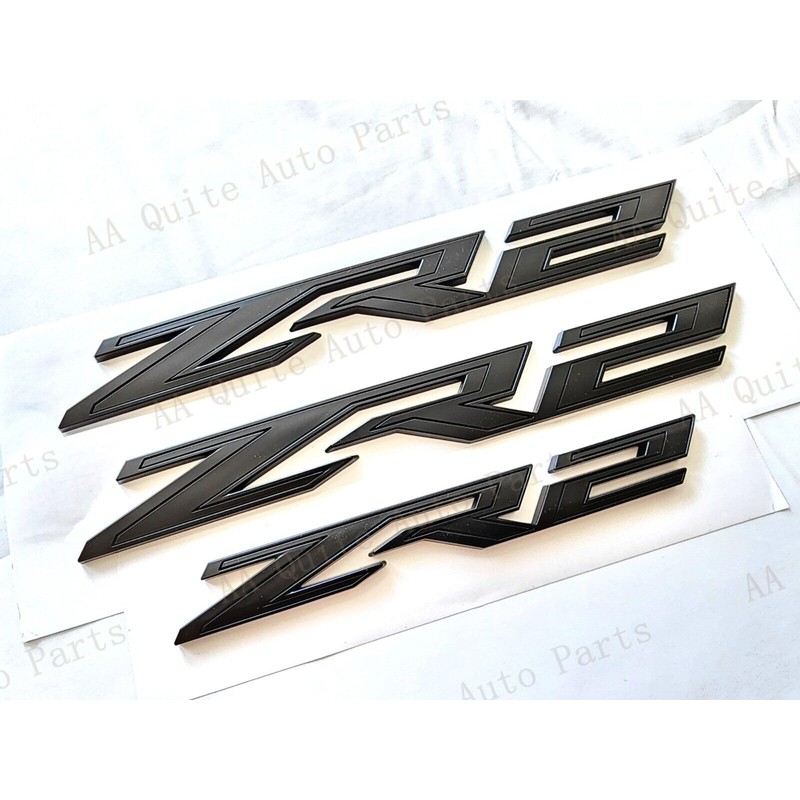 3Pcs Fender Rear ZR2 Emblem 3D Badge Nameplate Letter Decal