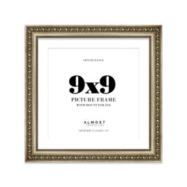 9x9 Champagne Silver Ornate Photo Frame With White Mat For 8x8 Picture, Ready to Hang or Stand, 1 Pack