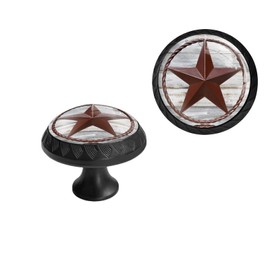 Elohiym 6 Pack Black Drawer Pulls Knobs, Western Texas Star Rustic Wood Cabinet Knobs Crystal Glass Dresser Knobs for Kitchen Bathroom Hardware