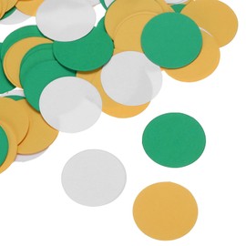 sourcing map Glitter Round Confetti Cutouts Paper Circles Cut-outs for Wedding Birthday Party Table Board Wall Decorations, 1.2" in Diameter(Green & Gold & White, 200pcs)