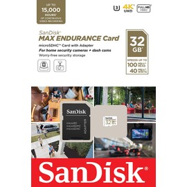 SanDisk MAX Endurance 32GB TF Card MicroSDHC (2 Pack) Memory Card for Dash Cams & Home Security System Video Cameras (SDSQQVR-032G-GN6IA) Bundle with (1) Everything But Stromboli MicroSD Card Reader