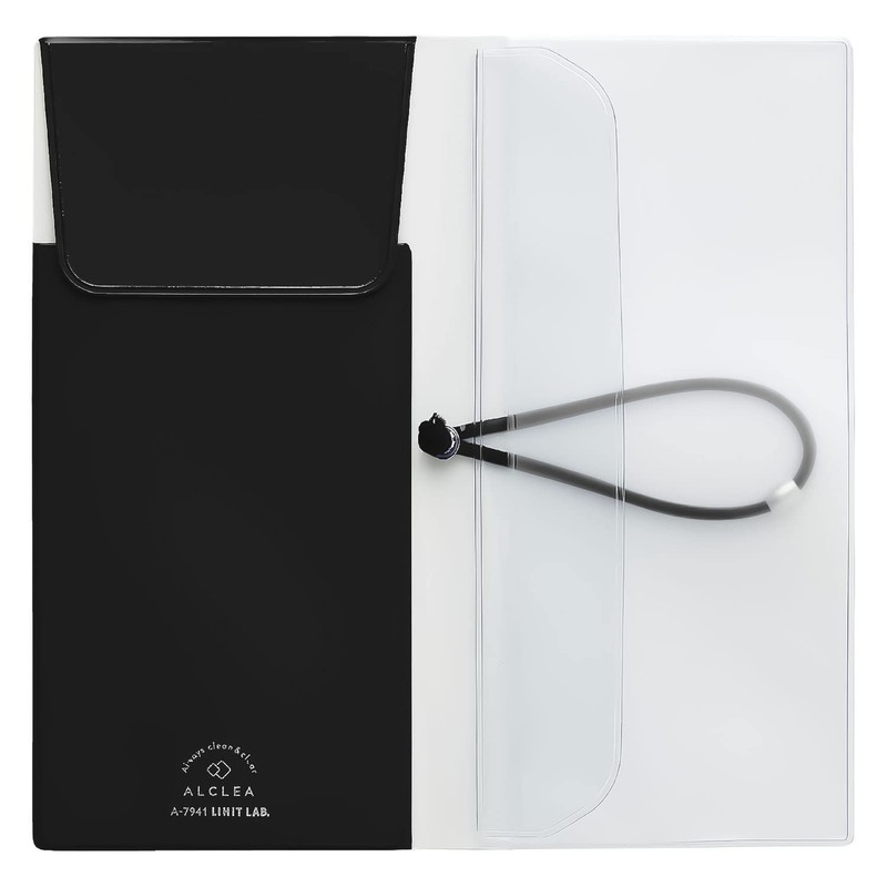 LIHIT LAB A7941-24 Anti-Bacterial PVC Flat Pencil Case, Transparent, Slim