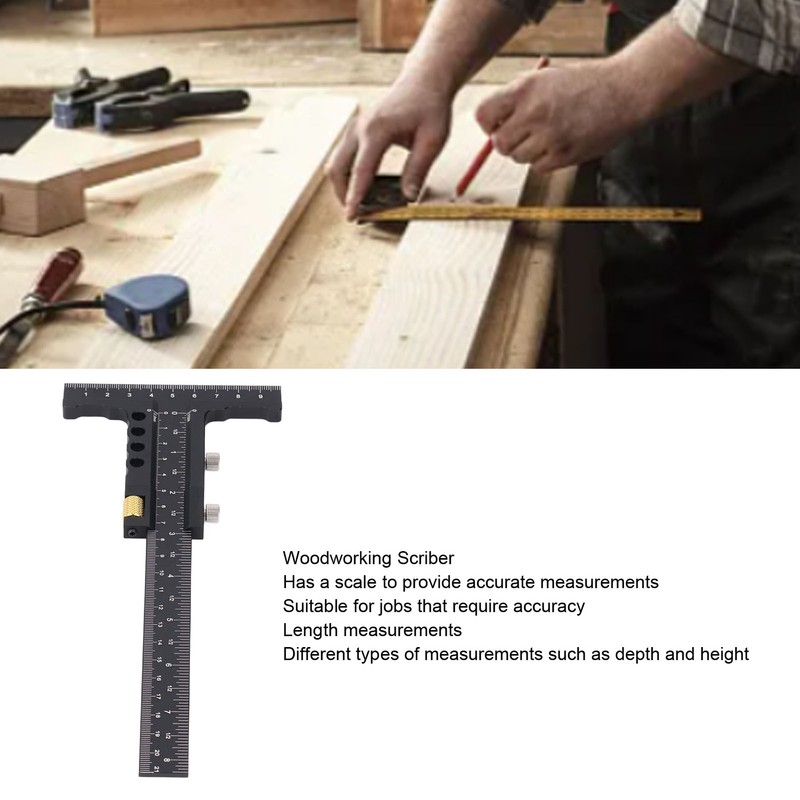 Woodworking Scriber Measuring Tool T Square Ruler Carpentry Multifunctional Aluminum