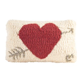 Chandler 4 Corners Artist-Designed Arrow & Red Heart Hand-Hooked Wool Decorative Throw Pillow - Valentine's Day Pillow for Couches & Beds - Easy Care & Low Maintenance - Red Heart Home Décor