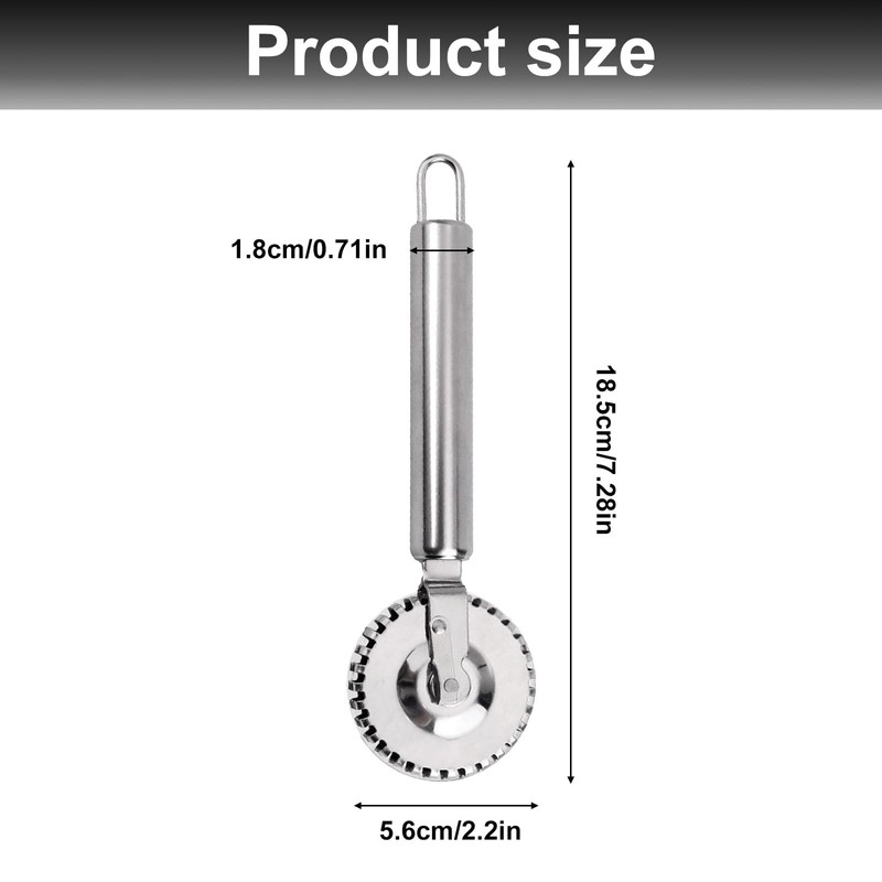 Stainless Steel Pastry Cutter Wheel, Fluted Pasta Dough Crimper Ravioli