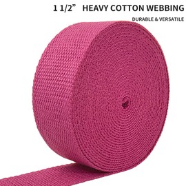 1.5 inch Cotton Webbing Braid Handles Bag Strap 15ft High Density Webbing Plain Weave Straps for Cloth Tote Bag, Pet Collars, DIY Projects, Crafts, Outdoor Accessories (Rose 503)