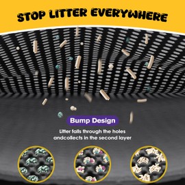 Double-Layer Cat Litter Trapper Mat - Heavy Duty Anti-Tracking Litter Box Mat with Deep Grooves & Waterproof Bottom - Stops Mess, Easy Clean (Gray,L)