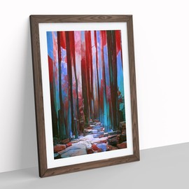 Artful Forest No.5 Abstract Framed Print for Living Room Bedroom Home Office Décor, Wall Art Picture Ready to Hang, Walnut A4 Frame (34 x 25 cm)
