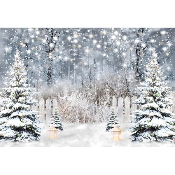 OFILA Winter Wonderland Backdrop 10x8ft Winter Snow Backdrop Snowflakes Forest