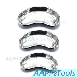 AAProTools 3 pcs Stainless Steel Kidney Trays Dishes Small, Medium, Large New