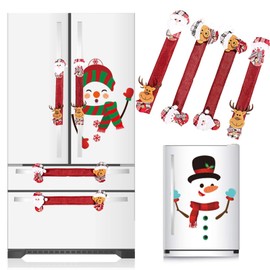 Whaline Christmas Refrigerator Handle Covers with Snowman Stickers Appliance Handle Covers Ornament for Microwave Oven Dishwasher Fridge Decor