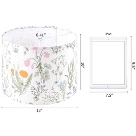 Drum Lampshades Floral Printed Lamp Shades - 13" x 13" x 10" - Ideal for Table & Floor Lamps - Natural Linen- Hand Crafted - Modern Lamp Shade Decor - Assembly Required By GO&SO