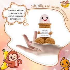 IYOOCSS Funny Gag Doll Emotional Support Stuffed Positive Cochet Animals Pickle Gifts for Adult Men Women Brother,Weird Things Stuff Office Decor(Brown JJ Without Glasses)