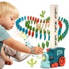 Upgraded Dominoes Train Set with 60 Dominoes, Train Automatically Places