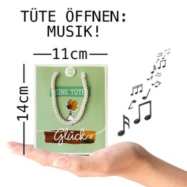 Music gift bag "Glück", when you open the bag you hear the song "Happy", great surprise, GagBag by bentino 14 x 11 x 6 cm