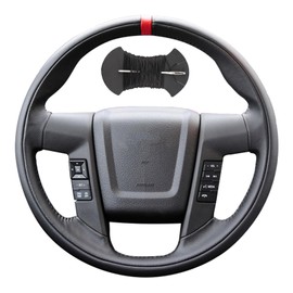 Car Steering Wheel Cover Microfiber Leather Stitch Wheel Wrap Fit for Ford F150 F-150 SVT Raptor 2010 2011 2012 2013 2014,Black