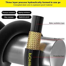 POHIR Pressure Washer Whip Hose 10 FT 4200PSI, Replacement Hose Reel Connector Hose for Pressure Washing, Short Power Washer Hose with 3/8'' Quick Connect, Steel Wire Braid Pressure Hose