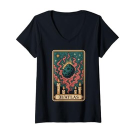 Womens 3I Atlas Mystic Meteor Tarot Design Celestial V-Neck T-Shirt