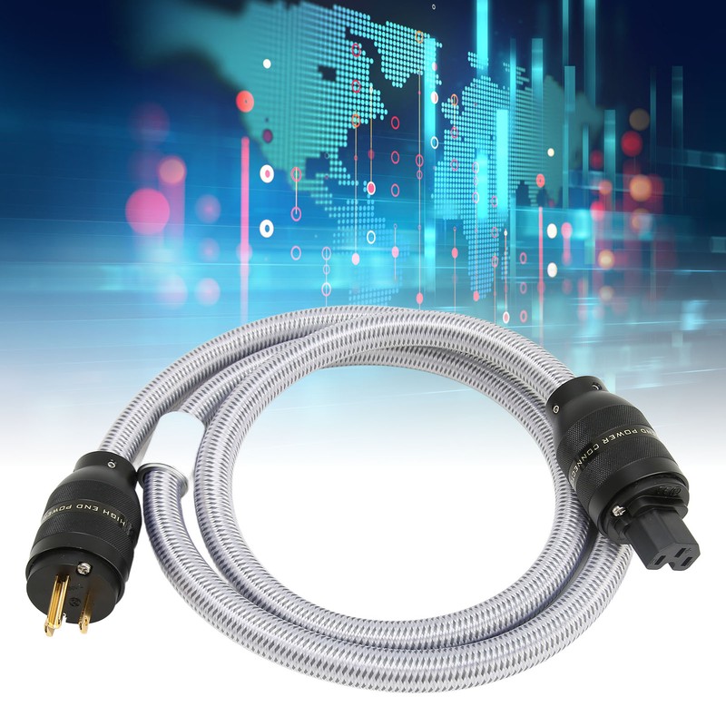 HiFi Power Cable Pure Copper Gold Plated Double Shielding Audiophile