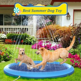 Raxurt Dog Water Toys, Anti-Slip Splash Pad for Dogs Thickened Durable Upgrade Sprinkler Pad Pet Summer Outdoor Water Toys Backyard Fountain Play Toy, Blue