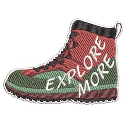 Explore More Hiking Boot Embroidered Premium Patch DIY Iron-on or Sew-on Decorative Badge Emblem Vacation Souvenir Travel Gear Clothes Appliques
