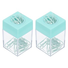 PATIKIL Magnetic Paper Clip Holder Dispenser, 2 Pcs Large Capacity Paper Clip Organizers with Magnetic Top for Desk Supplies, Office, Classroom, Home, Green