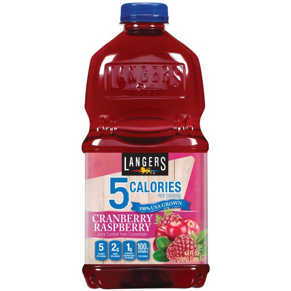 Langers 5 Juice Cocktail, Cranberry Raspberry, 64 Ounce (Pack of 8)