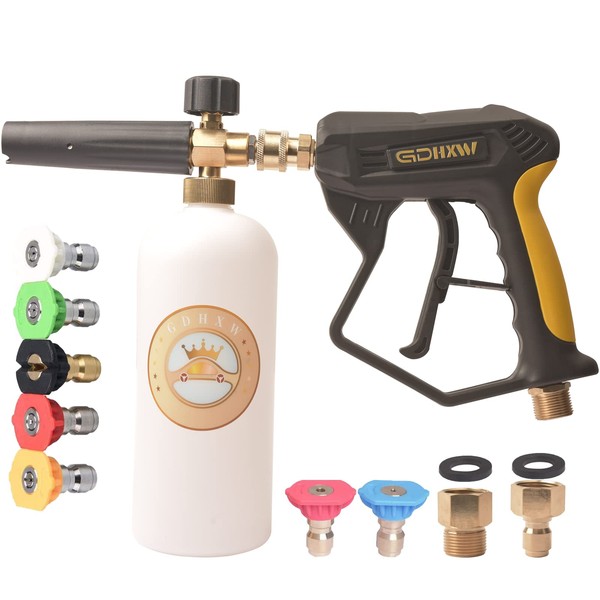 GDHXW X-887 High Pressure Washer Gun with Foam Cannon 2 Adapter 7 Pressure Washer Nozzles,for Car Washing