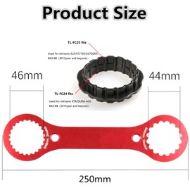 JCZD Bicycle Multifunctional BB Wrench Bottom Bracket Tool, BB Axis Wrench 16 24 Notch DUB/TL-FC32 Mountain Bike Repair Tool with TL-FC25 TL-FC24 Adapter Tool