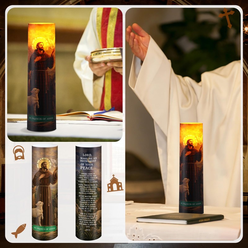 Anglechic Religious St Francis of Assisi LED Candle Gift Catholic