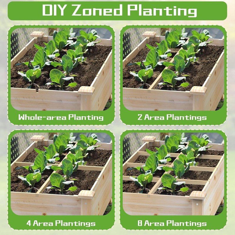 48x24x31IN Wooden Raised Garden Bed, Elevated Reinforced Large Planter Box