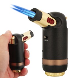 Refillable Butane Torch Lighter, Super Long Flame, Windproof, Adjustable for Welding, Soldering, Cooking, Creme Brulee, Baking (Butane Gas Not Included)