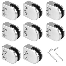 Glass Holder Stainless Steel Pack of 8 Glass Clamp Glass Clamp Holder Glass Plate Holder Glass Holder for 8-10 mm Thick Glass, Acrylic Glass and Wooden Floors