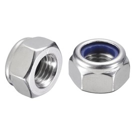 sourcing map 10Pcs M12 x 1.5 Nylon Insert Hex Lock Nuts, 304 Stainless Steel Self-Locking Nylon Insert Stop Nut for Industrial Construction Fasteners, Silver&Blue